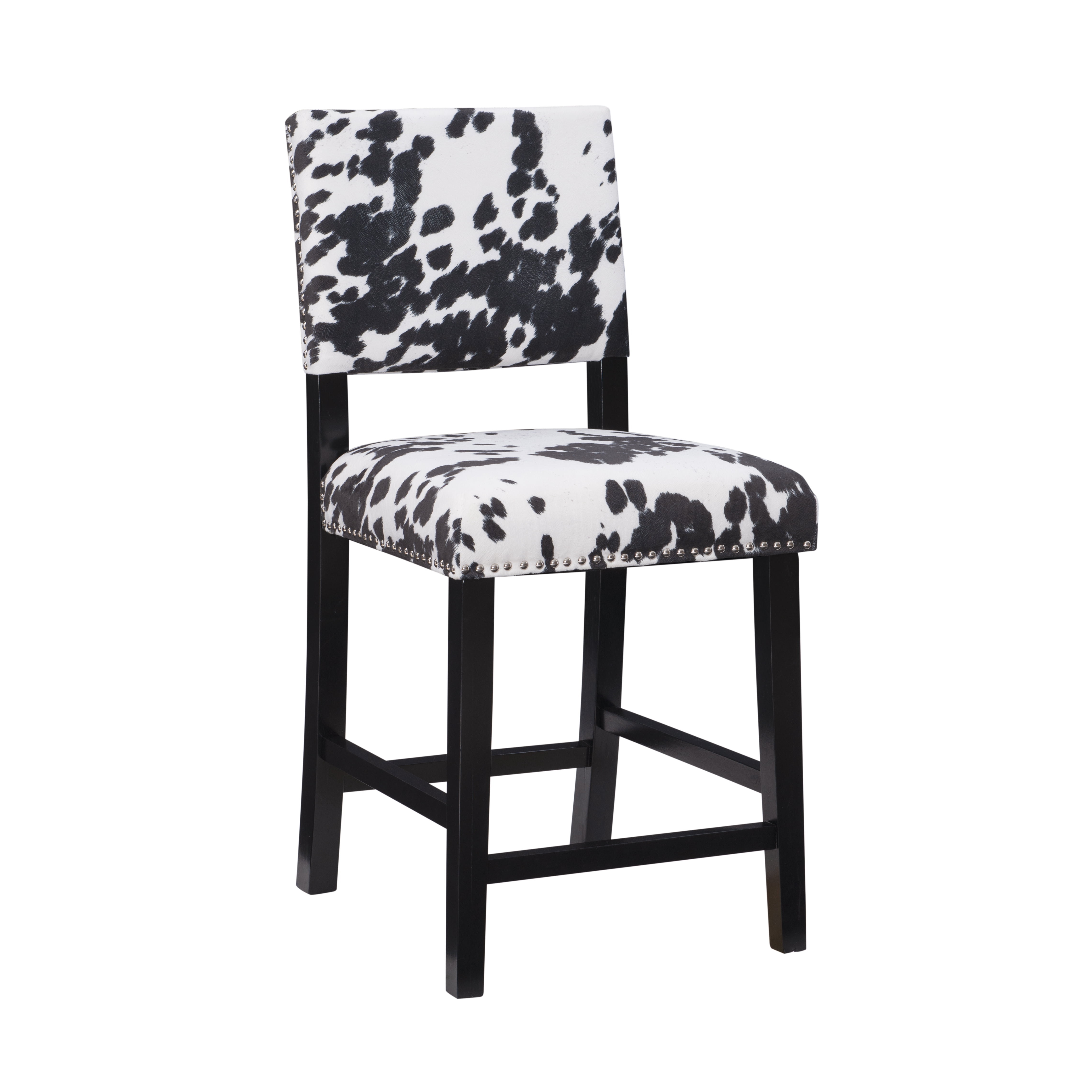 Linon Armond 24" Indoor Counter Stool, Black Cow Print Fabric