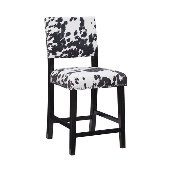 Linon Armond 24" Indoor Counter Stool, Black Cow Print Fabric