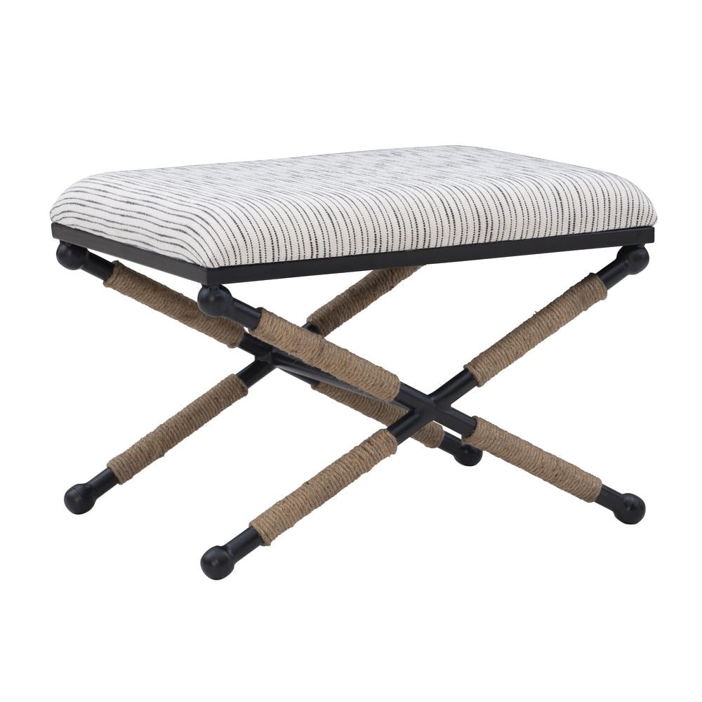 Ashburn Black and White Striped Cotton Campaign Stool