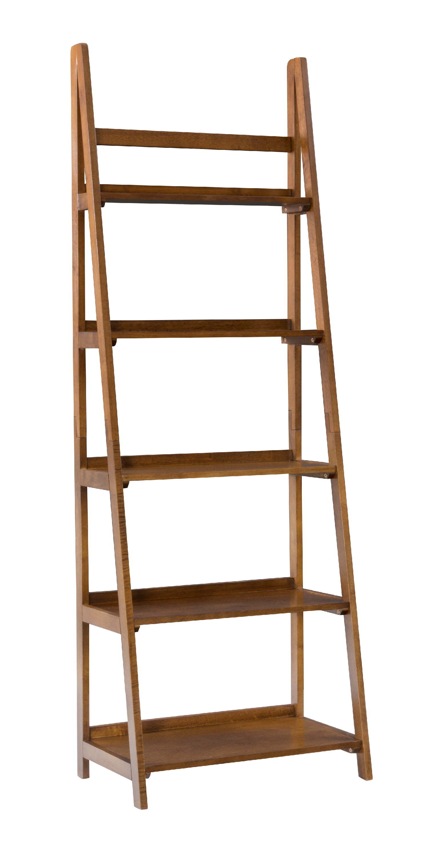 Linon Ashville 5-Shelf Ladder Bookcase, Walnut