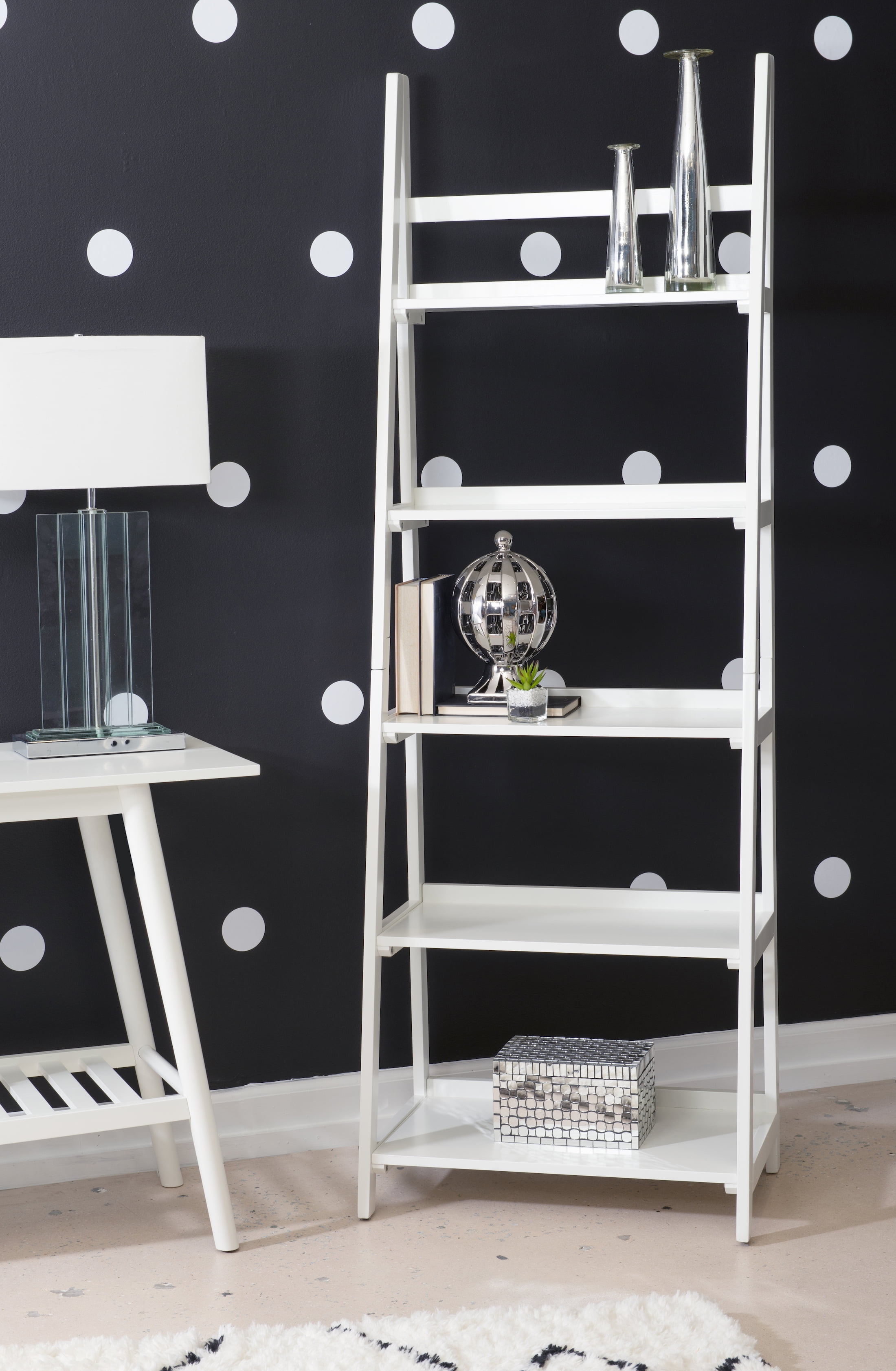 Linon Ashville 5Tier Ladder Bookcase, White