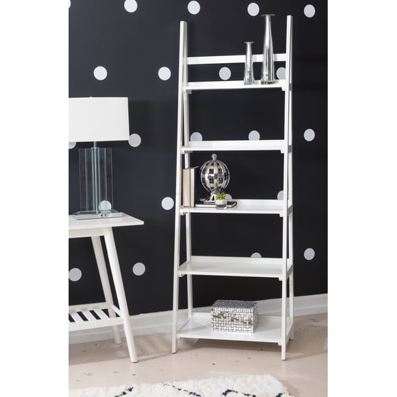 Linon Ashville 5-Tier Ladder Bookcase, White