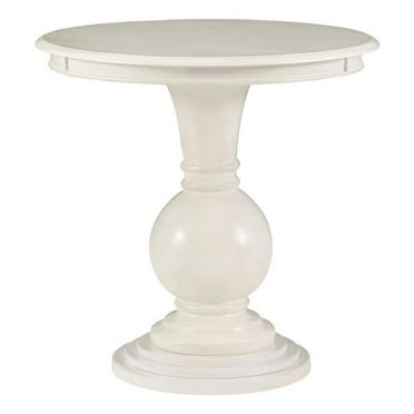 Linon Aspen Round Wood Accent Table Pedestal Base 26.5" High in Cream Finish