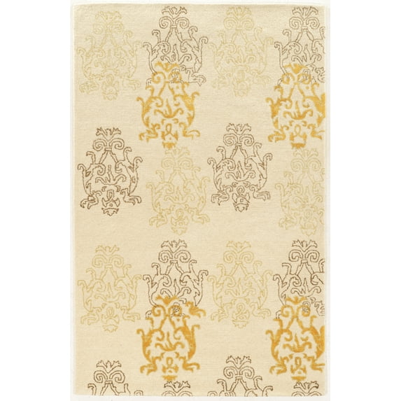 Aspire Wool Damask Ivory and Gold 8X11