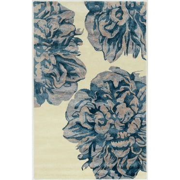 Linon Aspire Floral Hand Tufted Wool 5'x8' Rug in Beige