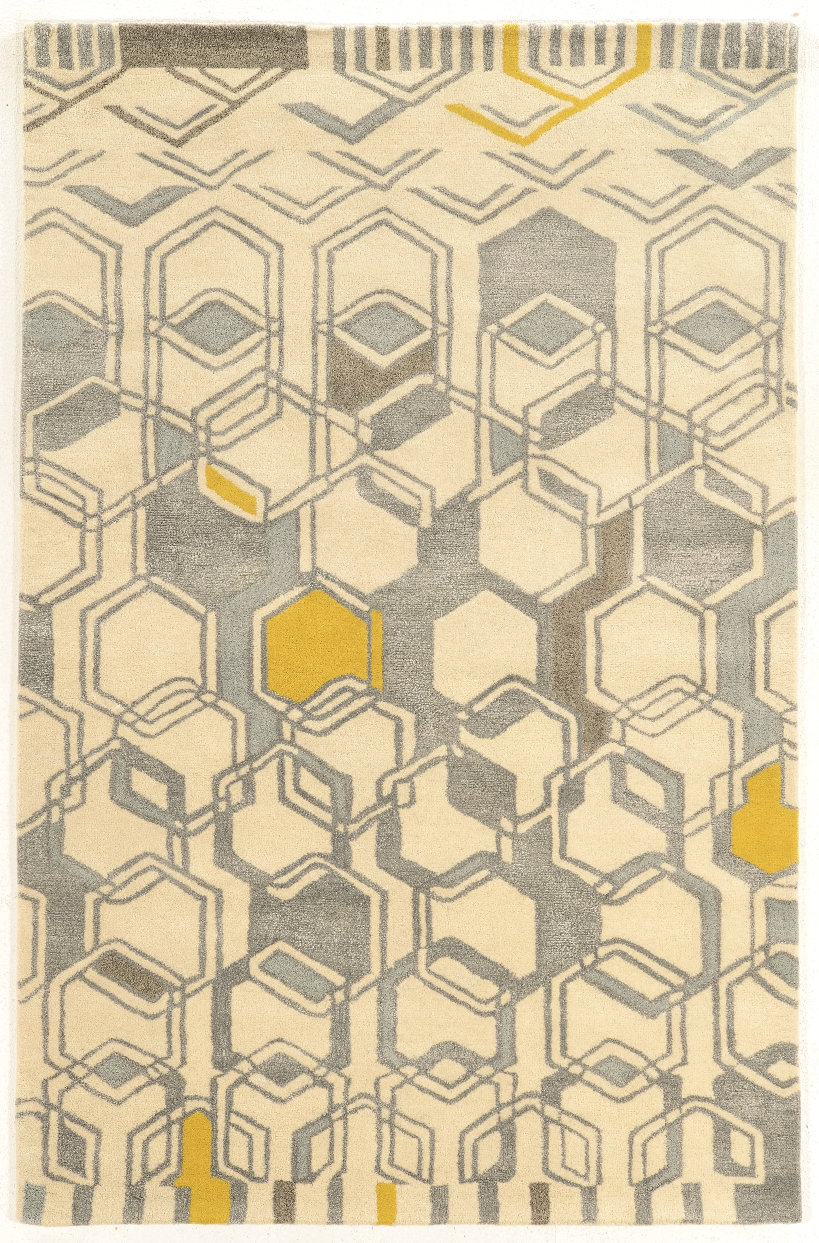 Linon Aspire Geo Hand Tufted Wool 2'x3' Rug in Ivory