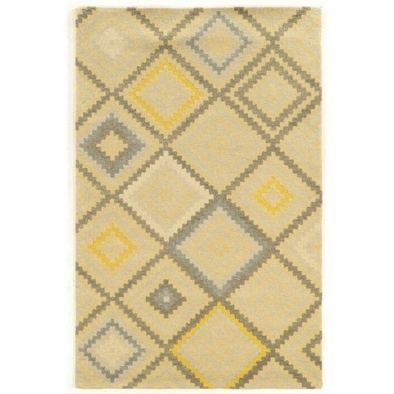 Linon Aspire Stitch Hand Tufted Wool 60" x 96" Rug in Natural