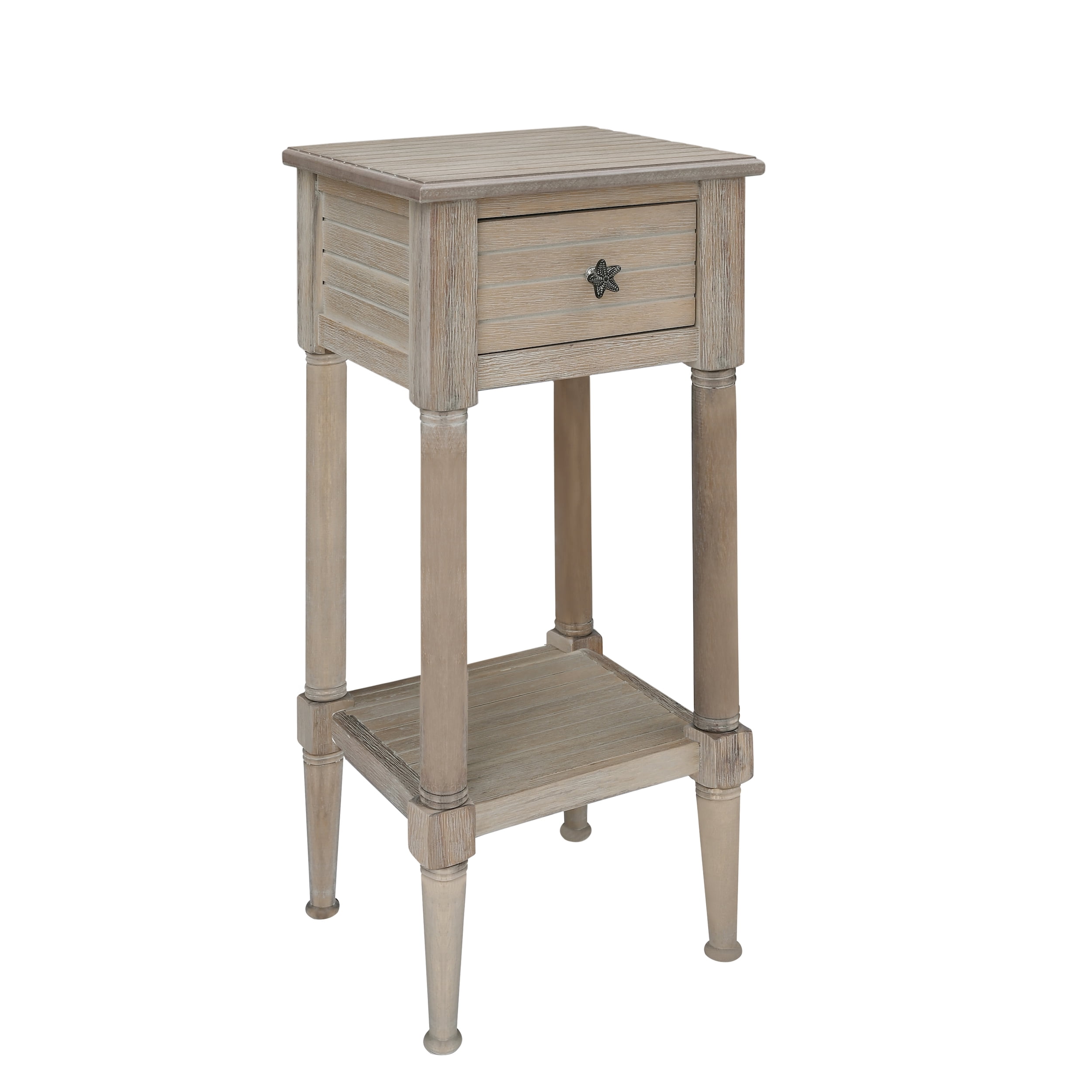 Linon Athalee Single Drawer Indoor Accent Side Table with Shelf, 29.5" Tall, Natural