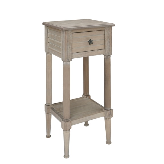 Linon Athalee Single Drawer Indoor Accent Side Table with Shelf, 29.5" Tall, Natural