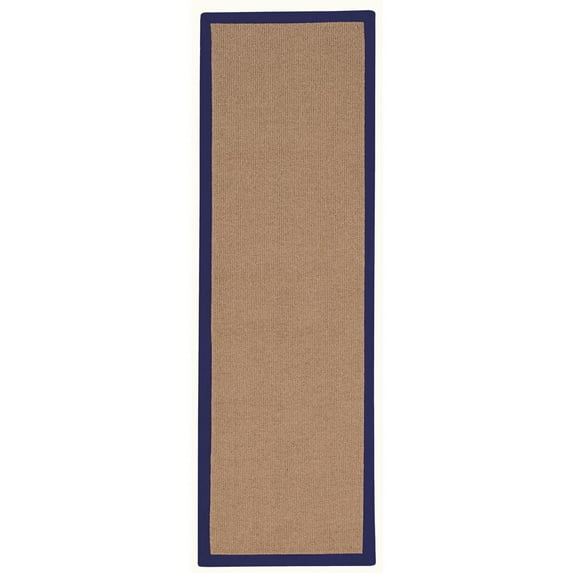 Linon Athena 2'6" x 12' Transitional Wool Runner Rug in Cork and Blue