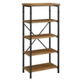thumbnail image 1 of Linon Austin Rustic 4-Shelf Standard Bookcase with Metal Frame, Black/Warm Walnut, 1 of 13