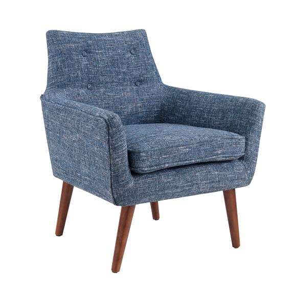 Linon Ava Tweed Chair, Button Tufted Back, 18.25 inch Seat Height, Blue