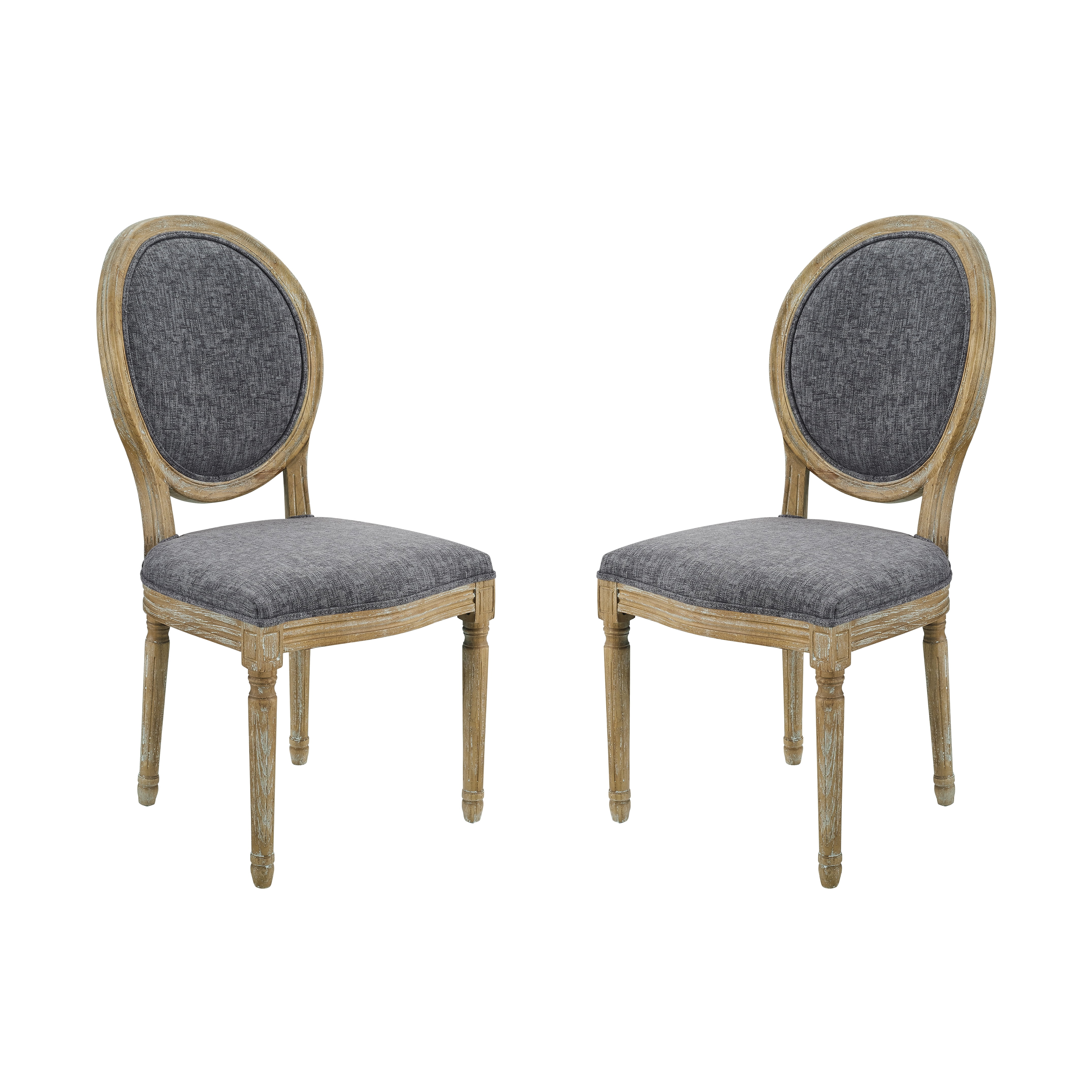 Dark Natural Brown Upholstered Oval Back Side Chair Set