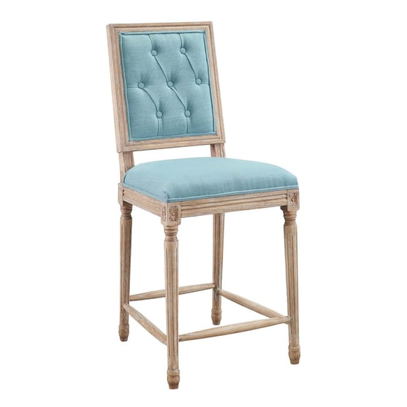 Linon Avalon Tufted Counter Stool, Blue, 25 inch Seat Height, Assembled