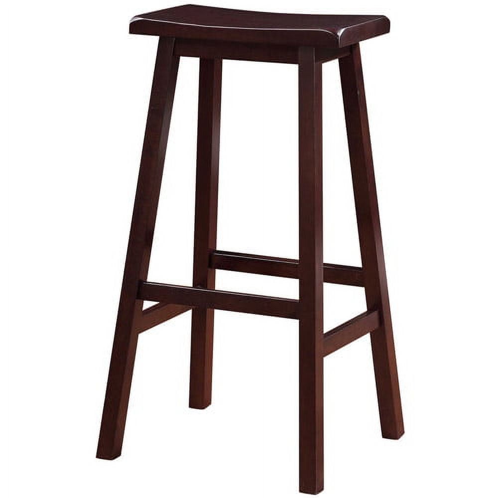 Transitional 29" Saddle Seat Dark Brown Wooden Stool