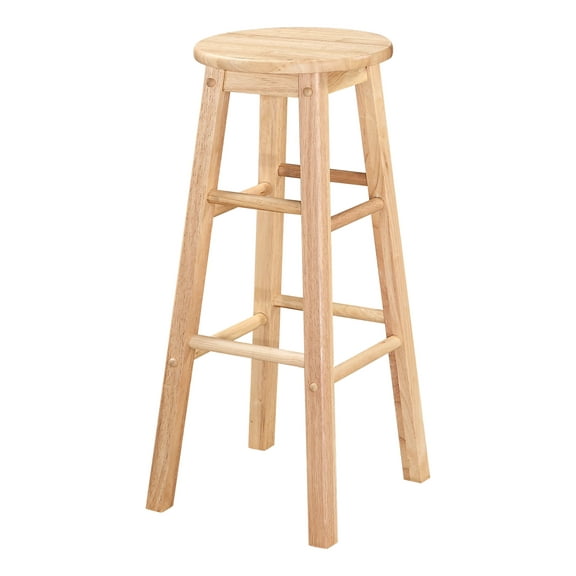 Linon Backless Wood Bar Stool, 29" Seat Height, Natural Finish