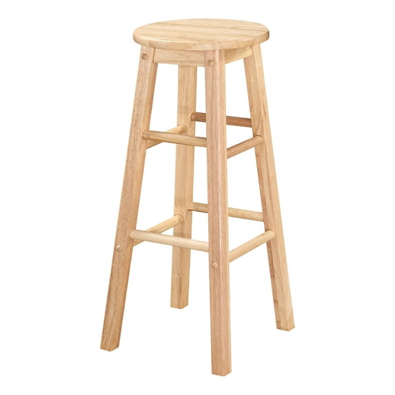 Linon Backless Wood Bar Stool, 29" Seat Height, Natural Finish