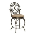 thumbnail image 1 of Linon Baila Big & Tall 24" High Back Indoor Round Metal Counter Stool with Swivel, Bronze/Beige Microfiber, 1 of 11