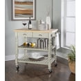thumbnail image 1 of Linon Barker 3-Tier Mobile Serving Cart with Drawers & Towel Rack, 39" Length, Gray, 1 of 17