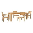 thumbnail image 1 of Linon Barlow 5Pc Set Teak Outdoor Table with 4 Chairs & Cushions in Natural, 1 of 17