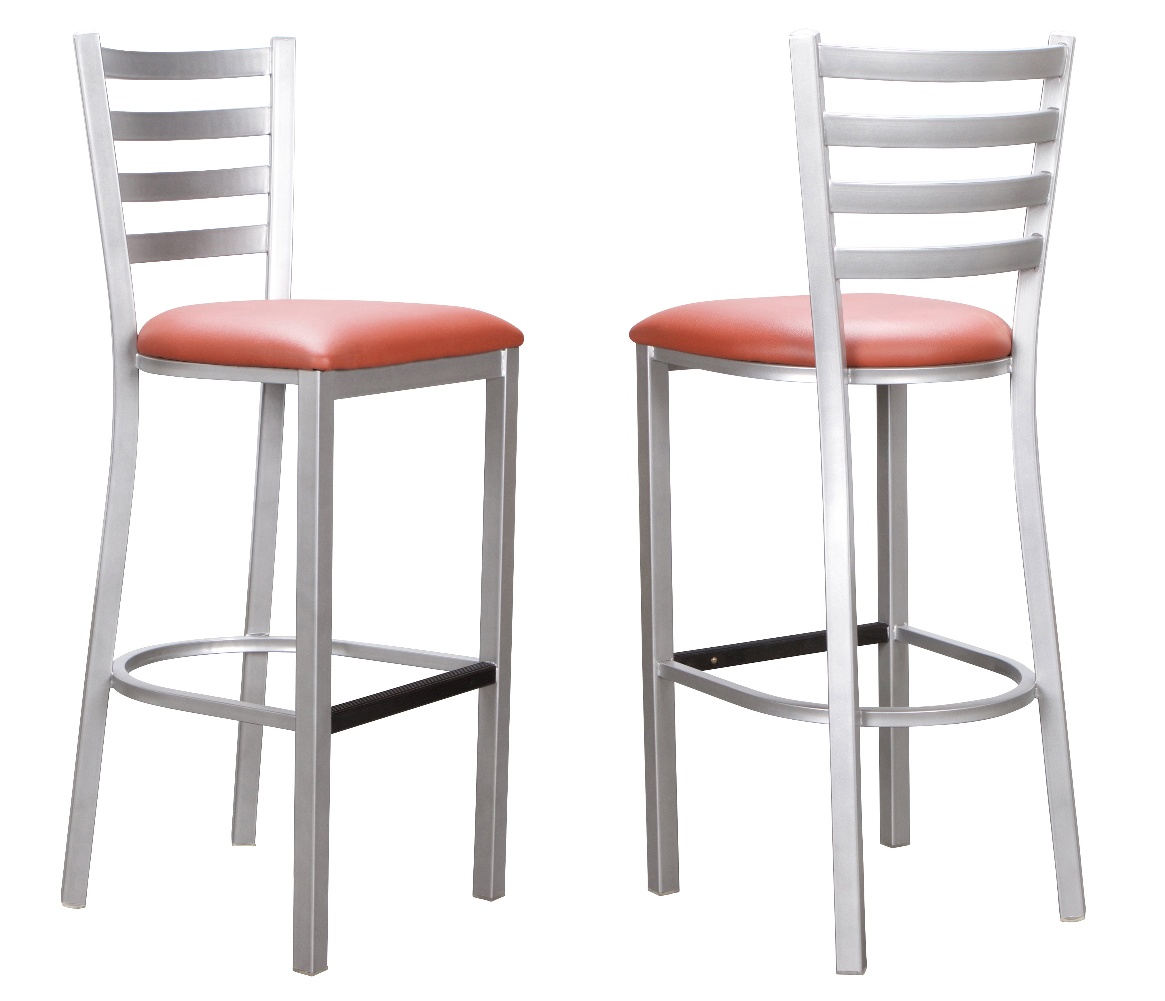 Linon Belmar 30" Indoor Metal Bar Stools, Set of 2, Silver/Rust Faux Leather