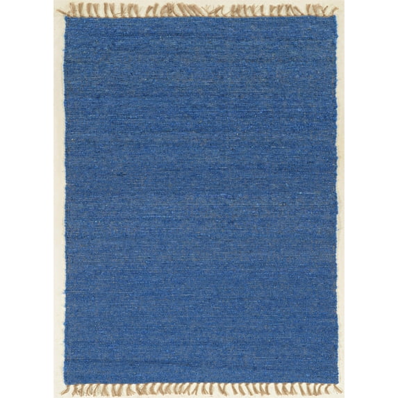 Linon Berber Loop Hand Woven Wool 5'3"x7'6" Rug in Blue