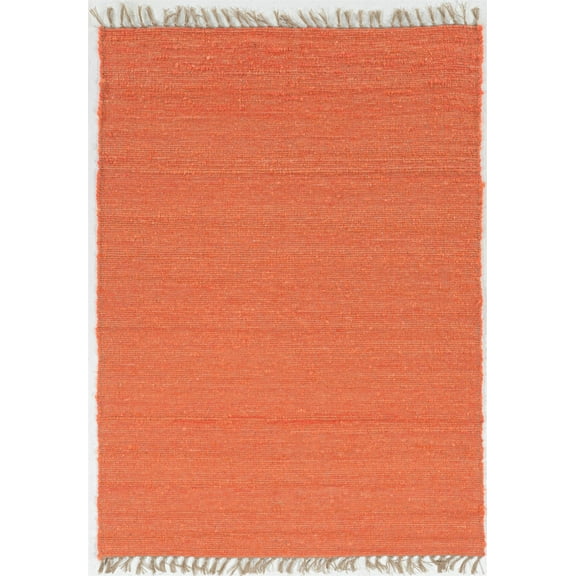 Linon Berber Loop Hand Woven Wool 5'3"x7'6" Rug in Coral
