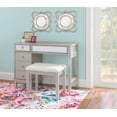 thumbnail image 1 of Linon Bethal 2-Piece Vanity Set, Includes Vanity with Flip-Top Mirror, and Bench, Silver Finish with Morgan Glitz Linen Fabric, 1 of 33