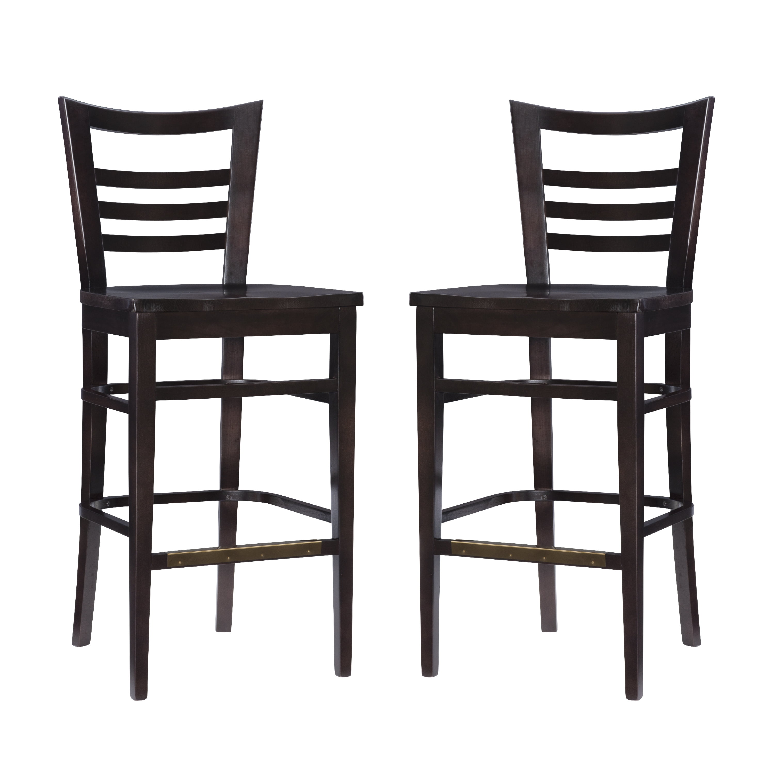 Linon Birkdale 30" Bar Stools, Deep Brown Stain Finish, Set of 2