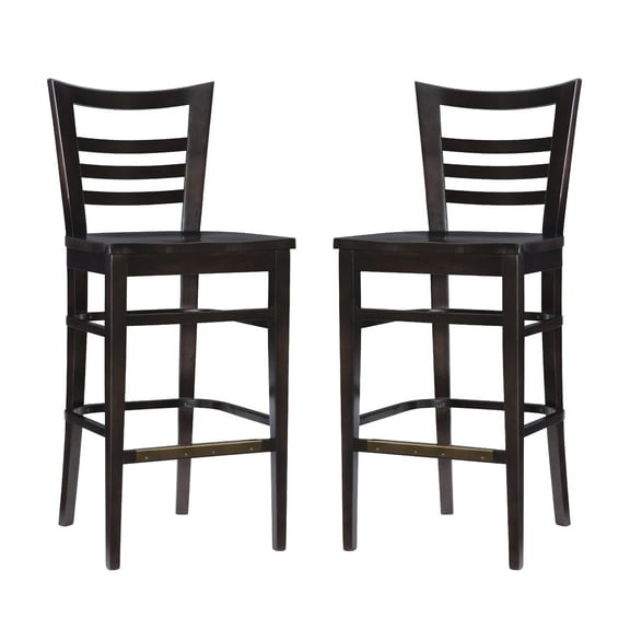 Linon Birkdale 30" Bar Stools, Deep Brown Stain Finish, Set of 2