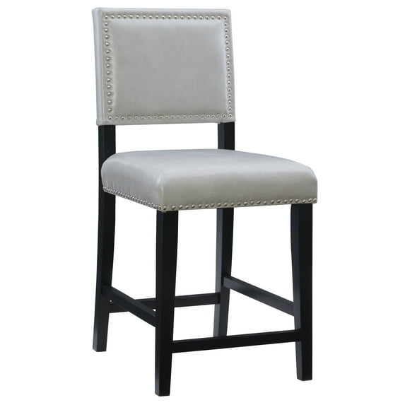 Linon Blake 24" High Back Counter Stool, Black/Dove Gray Faux Leather