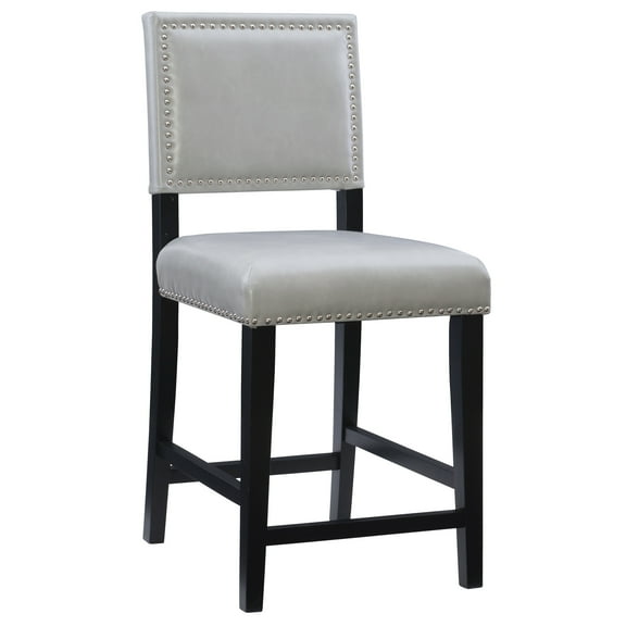 Linon Blake 24" High Back Counter Stool, Black/Dove Gray Faux Leather