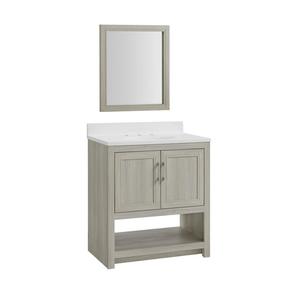 Linon Blakely Sandstone 31 inch Vanity with Mirror