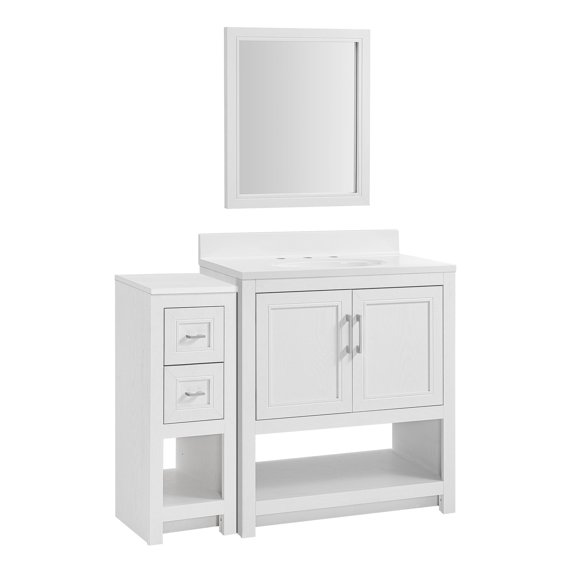 Linon Blakely White 31" Vanity Mirror and Floor Cabinet Set