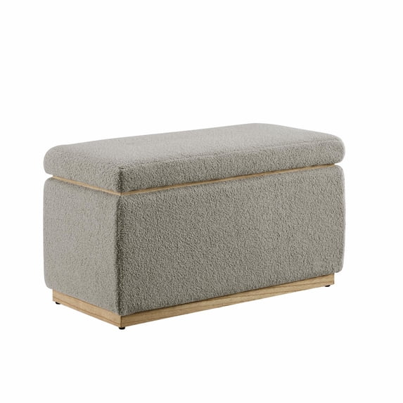 Linon Blanche Rectangle Storage Ottoman - Black Faux Leather