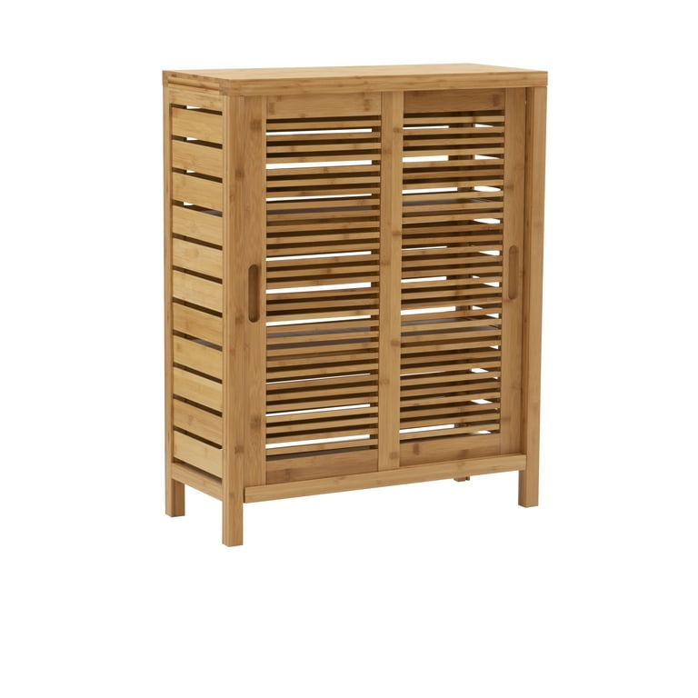 Linon Bracken Bamboo Bathroom Storage Floor Cabinet, 3 Shelf 2