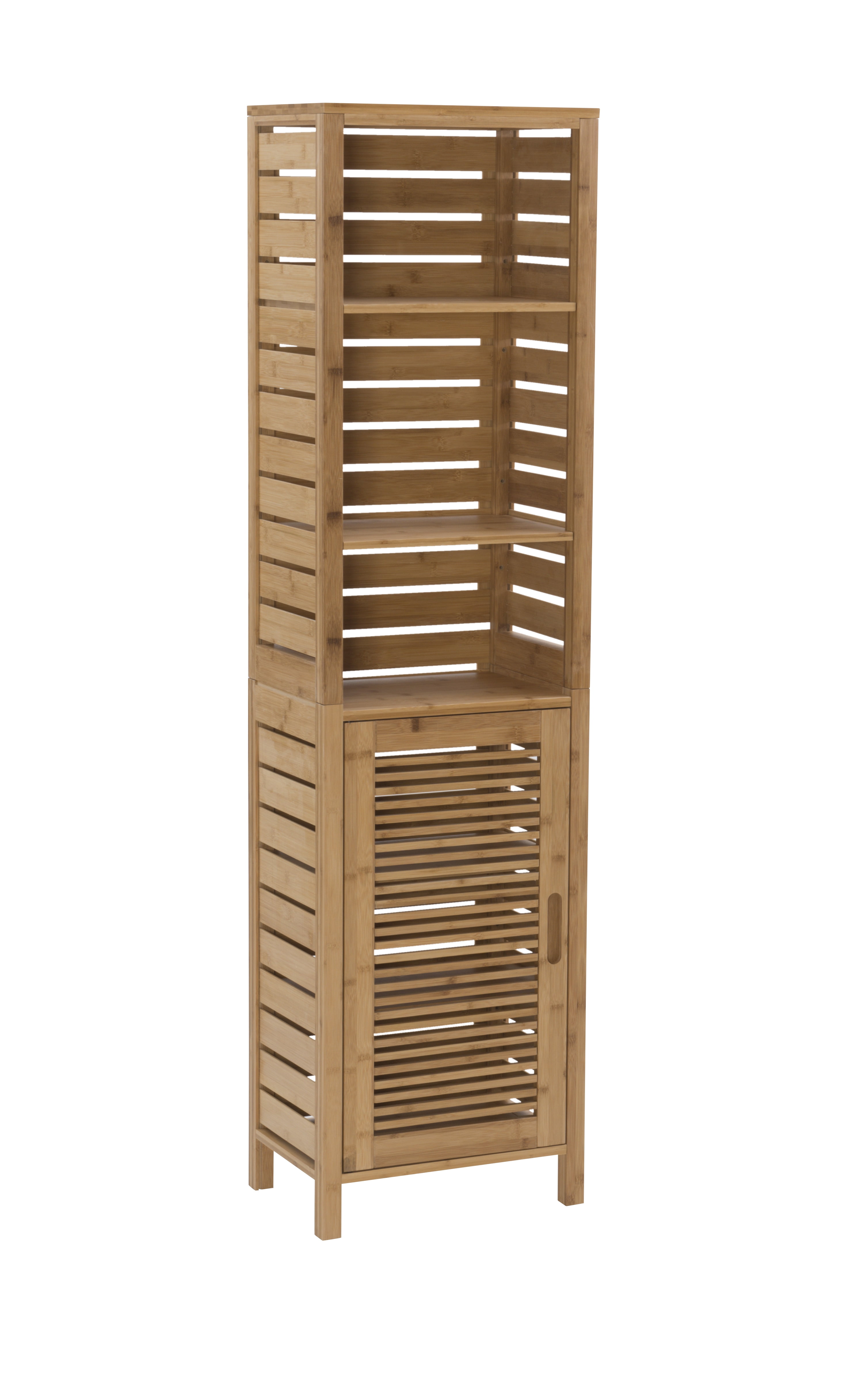Bracken Vertical Bamboo Storage Cabinet with Hidden Shelves - Brown