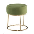 thumbnail image 1 of Linon Brandi Vanity Stool, 18.25" Seat Height, Gold Finish with Green Fabric, 1 of 10