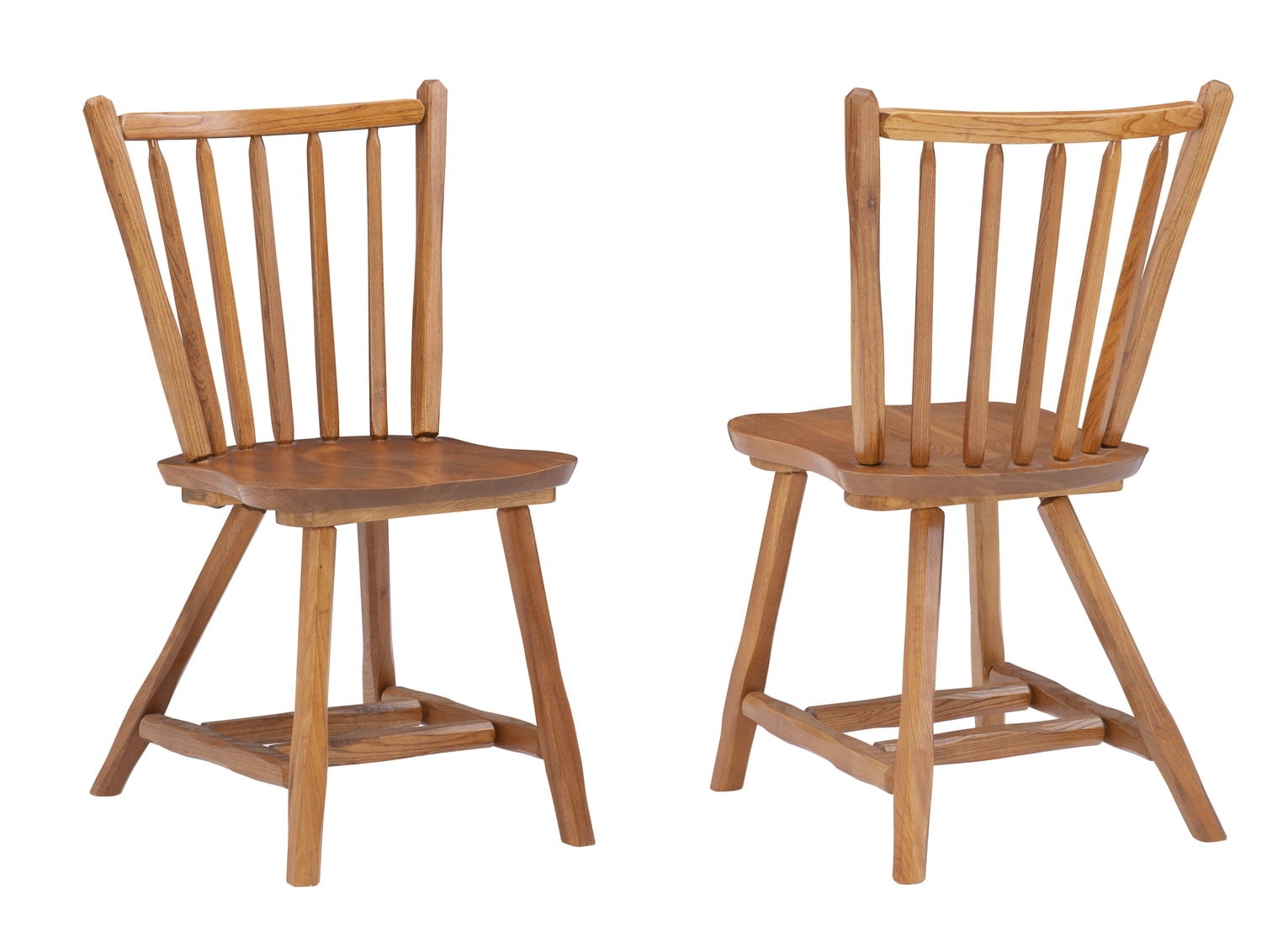 Linon Branson Medium Oak Windsor Back Dining Chairs, Set of Two