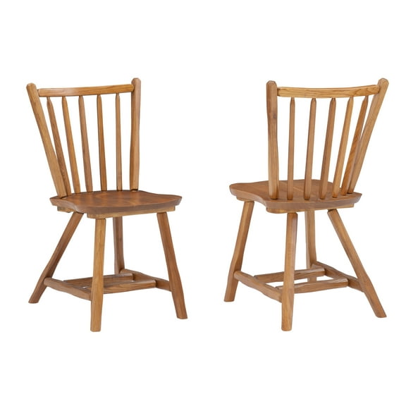 Linon Branson Medium Oak Windsor Back Dining Chairs, Set of Two