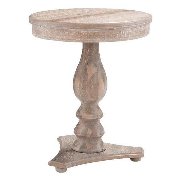 Linon Bree Round Wood Side Table 20"D x 24.5"H with Pedestal Base Natural Brown