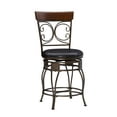 thumbnail image 1 of Linon Bria Big & Tall 25" Mid Back Indoor Metal Counter Stool with Swivel, Dark Bronze/Dark Brown Faux Leather, 1 of 12