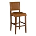 thumbnail image 1 of Linon Bristol 30" High Back Bar Stool, Walnut/Dark Caramel Faux Leather, 1 of 13