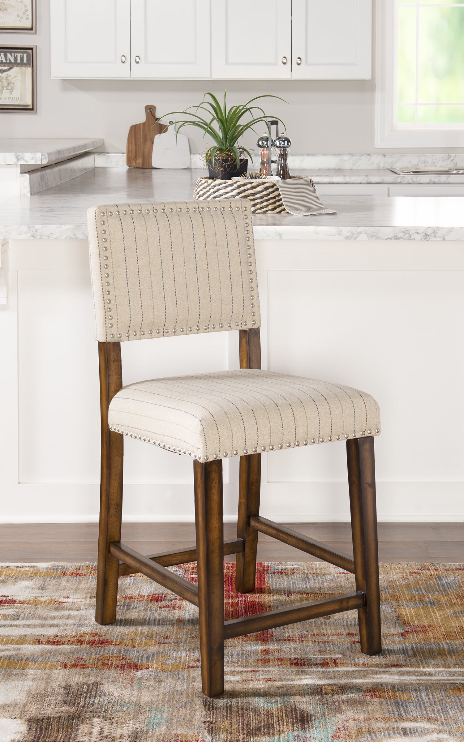 Linon Brook Full Back Wood Counter Stool, 24