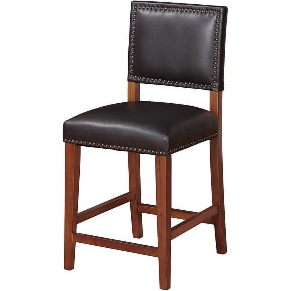 Sapele Finish 24" Brook Counter Stool with Black Leather Cushion