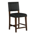 thumbnail image 1 of Linon Brook Full Back Wood Counter Stool, 24" Seat Height, Sapele Finish with Black Fabric, 1 of 12