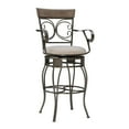 thumbnail image 1 of Linon Bryson Big And Tall Metal Arm Swivel Barstool Round Padded Seat in Pewter, 1 of 18