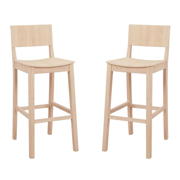 Linon Burke Saddle Seat Bar Stools Set of Two in Unfinished Solid Rubberwood
