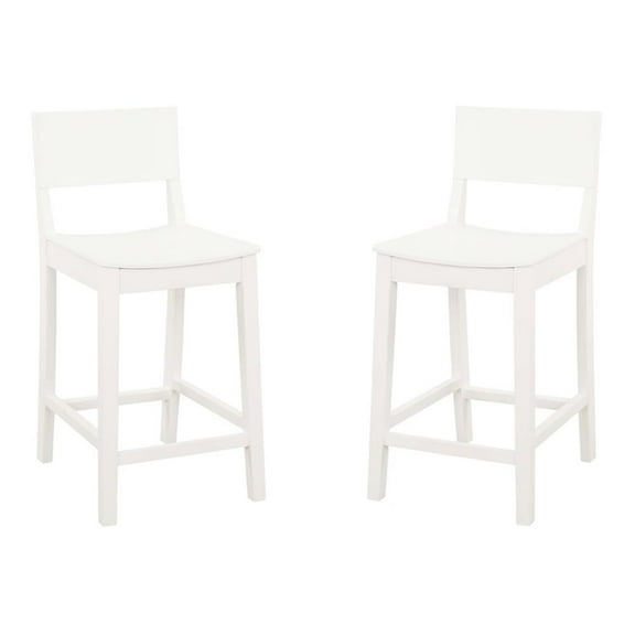 Linon Burke Saddle Seat Counter Stools Set of Two in White Rubberwood