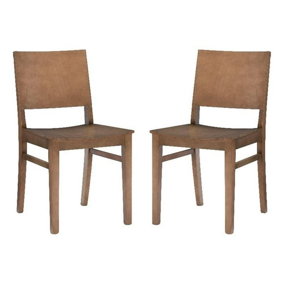 Linon Burke Solid Beechwood Commercial Grade Set of Two Side Chairs in Natural